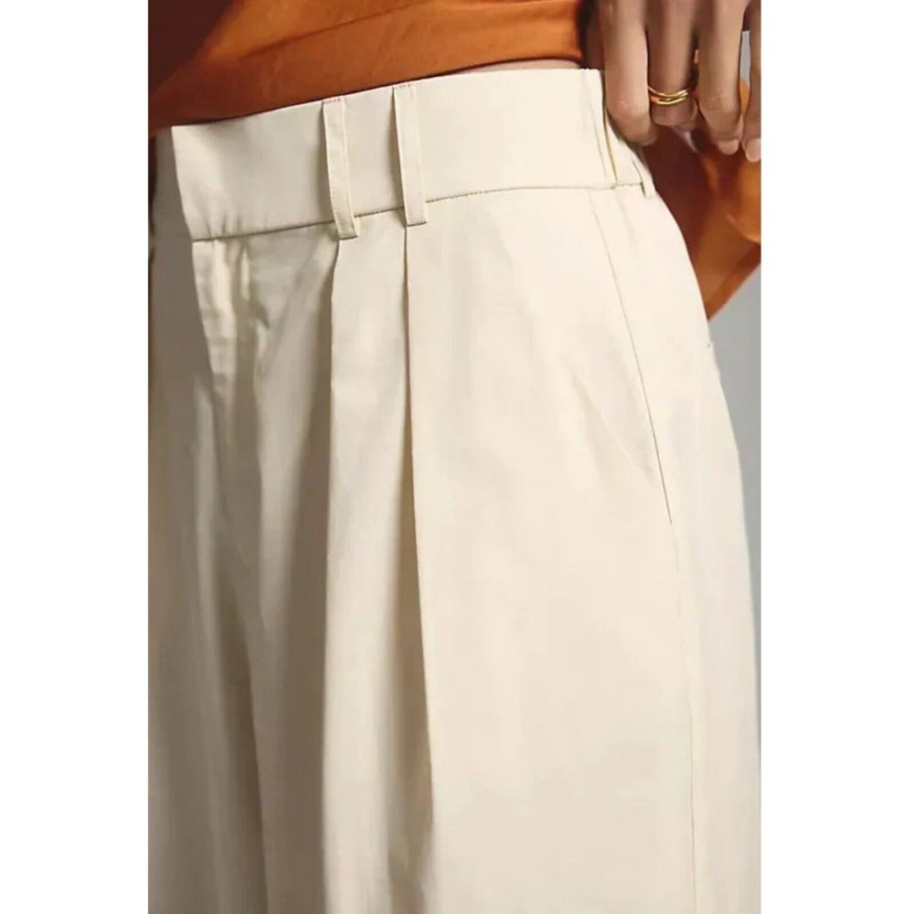 Anthropologie Mare Mare Curved Hem Chino Pants Womens 3X Sand Ivory High Rise - Picture 3 of 14